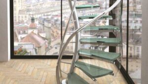 escada caracol de vidro